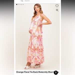 NWT Pink Blush Orange Floral Maternity Maxi Dress